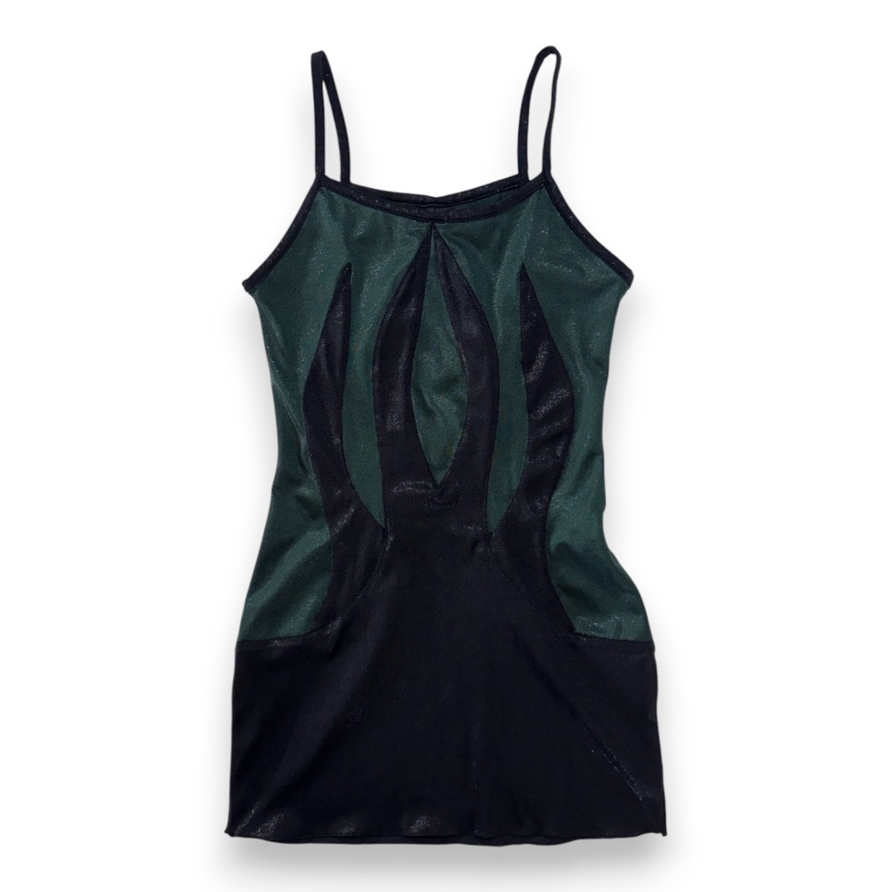 DELPHINE MURAT - BOTTLE  GREEN/BLACK TOP - METALLIC JERSEY - XS